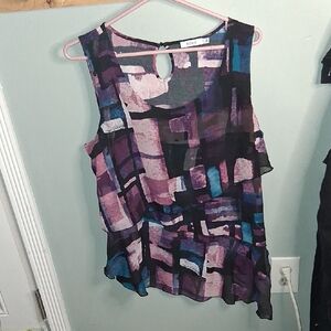 Ricki's Geometric Sleeveless Blouse - Purple and Blue